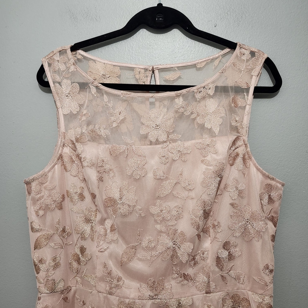 Jessica Howard Blush Pink Floral Lace Midi Dress Size 16 - Picture 2 of 9